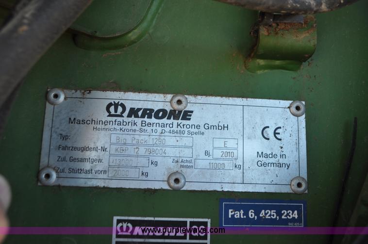 image for item G7384 2010 Krone 1290 HDP large square baler