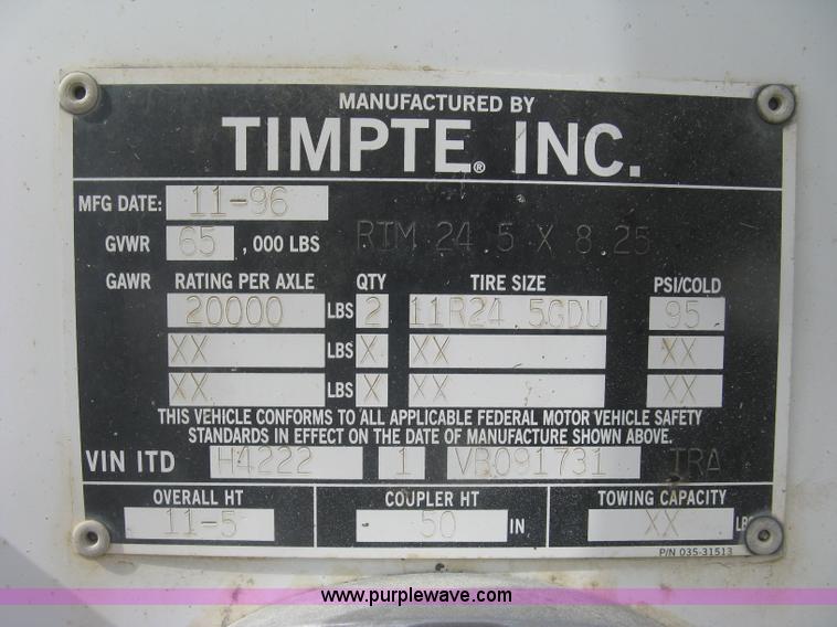 image for item J2831 1997 Timpte Super Hopper double hopper bottom grain trailer