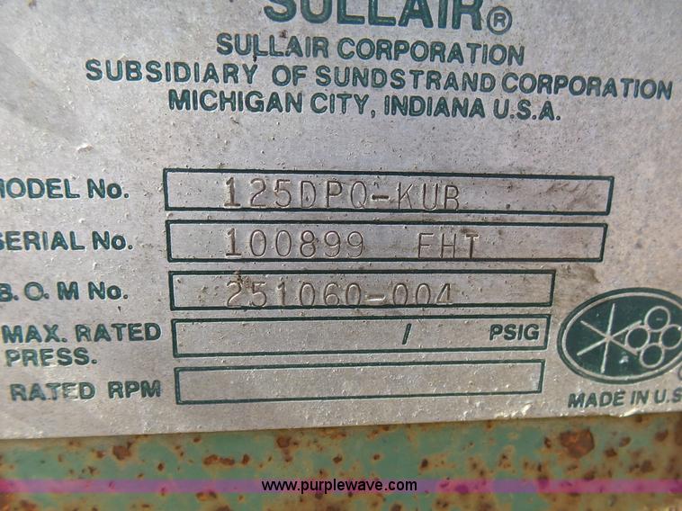 image for item BG9050 Sullair 125DPO-KVR air compressor