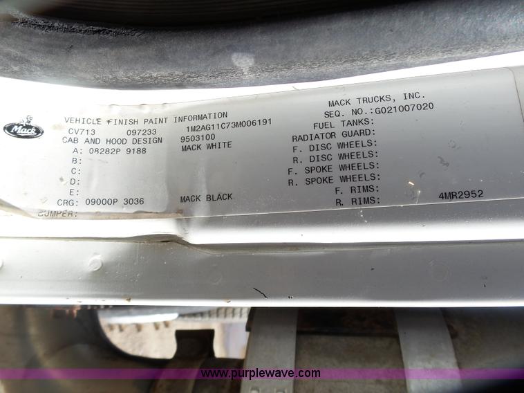 image for item K1388 2003 Mack CV713 Granite dump truck