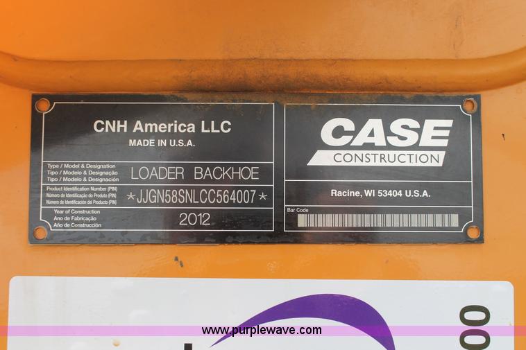 image for item K8900 2012 Case 580 Super N backhoe