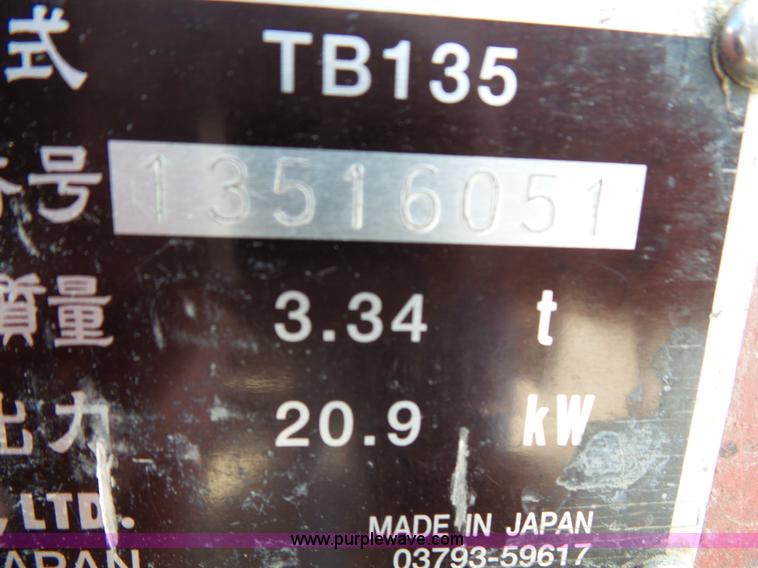 image for item L2015 2005 Takeuchi TB135 compact excavator