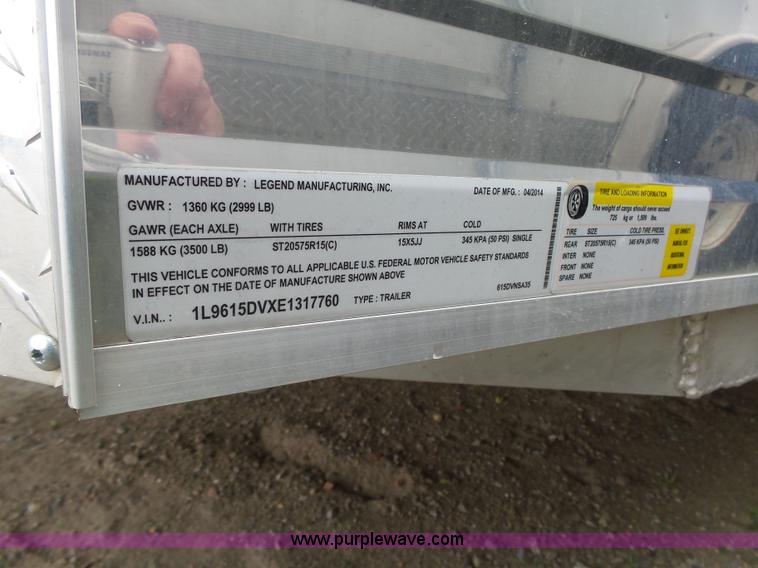 image for item L5706 2014 Legend 615DVNSA35 enclosed cargo trailer