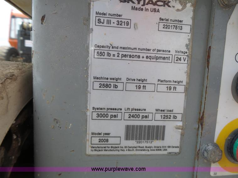 image for item L6050 2008 Skyjack 3219 scissor lift