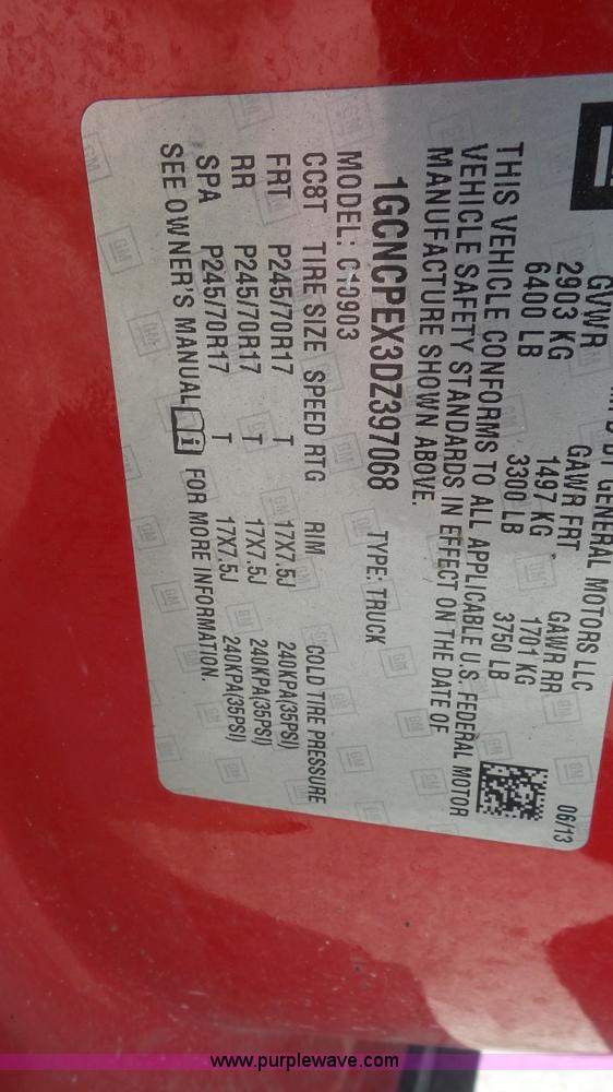 image for item K5218 2013 Chevrolet Silverado 1500 pickup truck