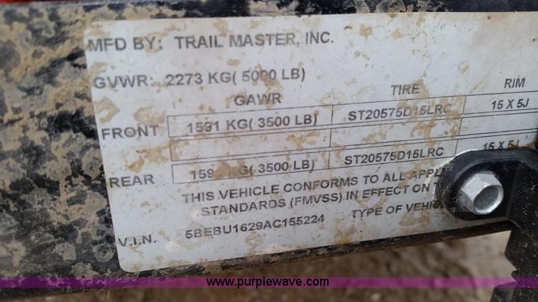 image for item K7883 2010 Trailmaster equipment trailer