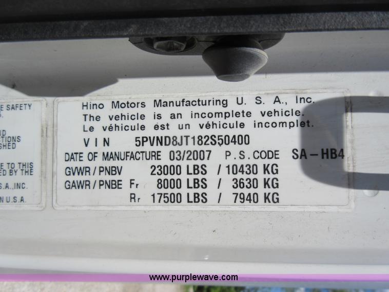 image for item K7900 2008 Hino 238 box truck