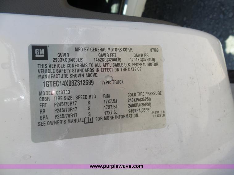 image for item K7907 2008 GMC Sierra 1500 pickup truck