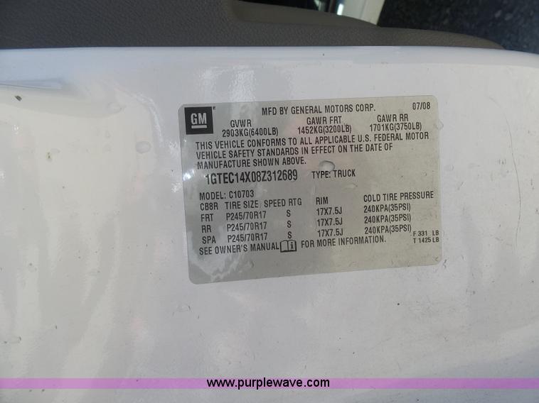 image for item K7907 2008 GMC Sierra 1500 pickup truck