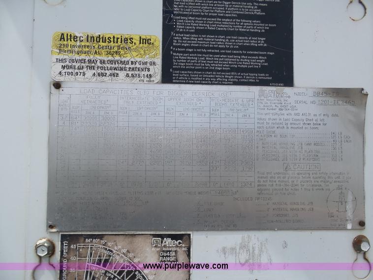 image for item K7953 2002 Chevrolet C7500 derrick digger truck