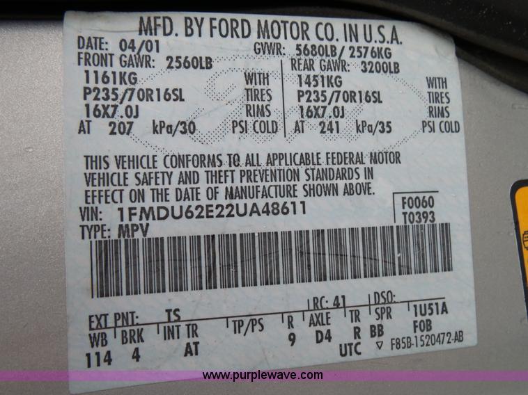 image for item L2033 2002 Ford Explorer SUV