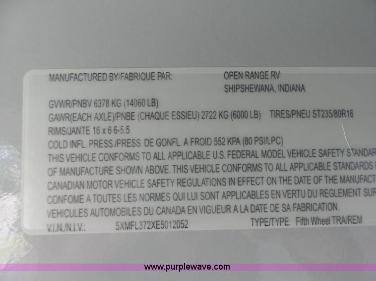 image for item L6037 2014 Open Range Roamer 367BHS camper