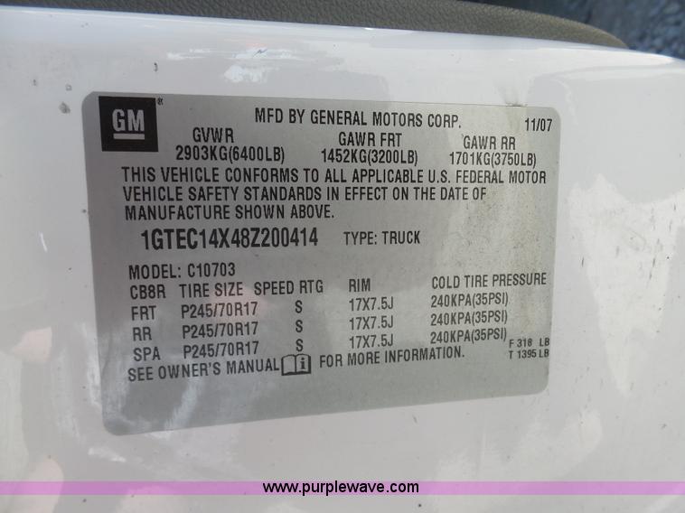 image for item L7035 2008 GMC Sierra 1500 pickup truck