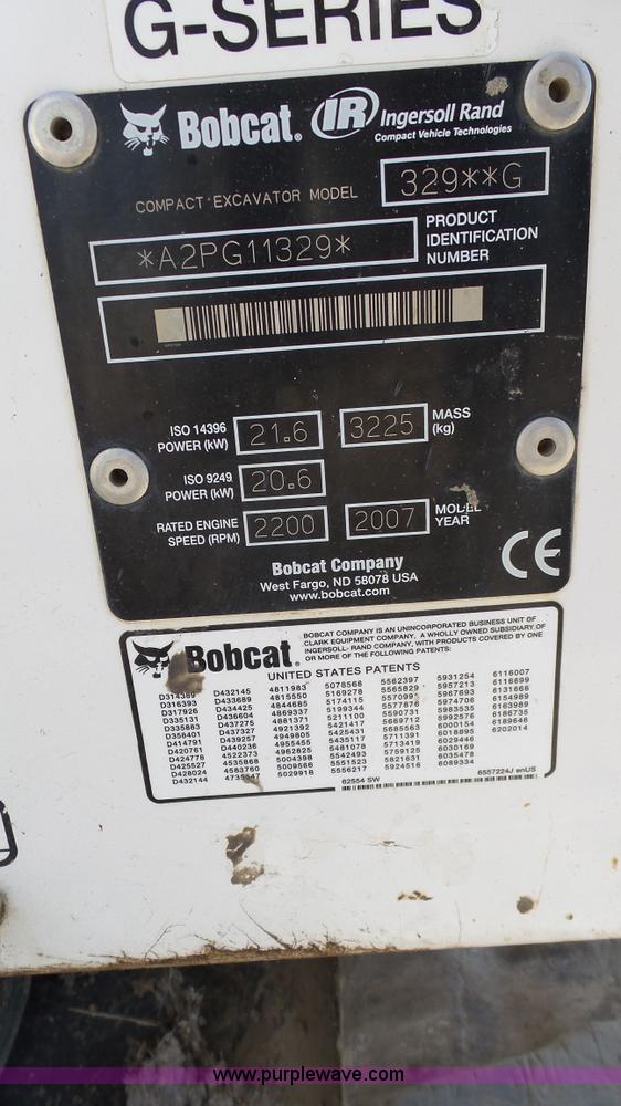 image for item K4119 2007 Bobcat 329 compact excavator