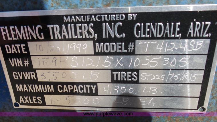 image for item K4125 1999 Fleming tilt deck trailer