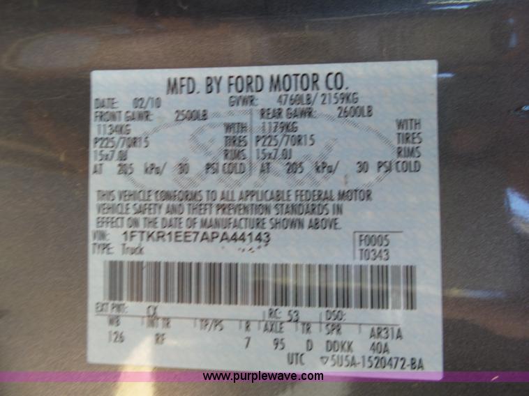 image for item AR9331 2010 Ford Ranger SuperCab pickup truck