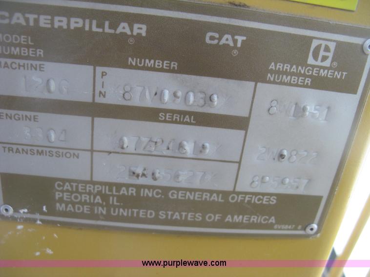 image for item J2824 1989 Caterpillar 120G motor grader