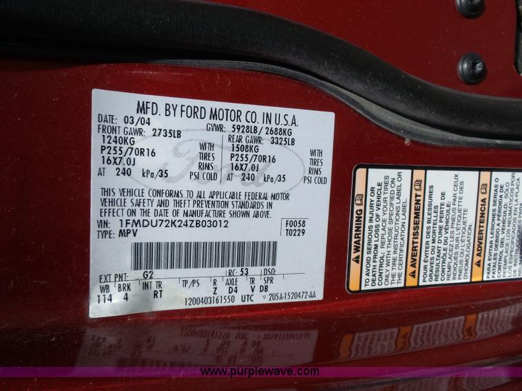 image for item J4107 2004 Ford Explorer SUV