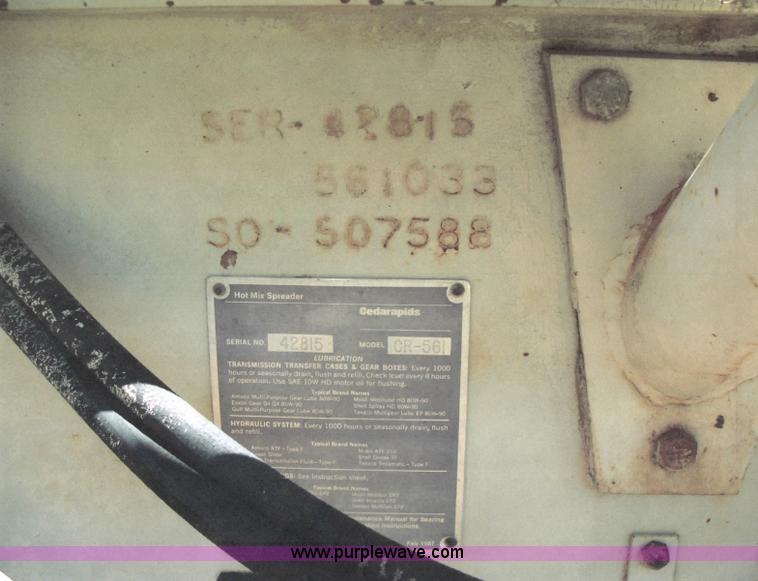 image for item J4961 Cedarapids CR551 hot mix asphalt spreader
