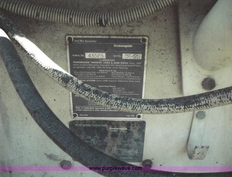 image for item J4961 Cedarapids CR551 hot mix asphalt spreader