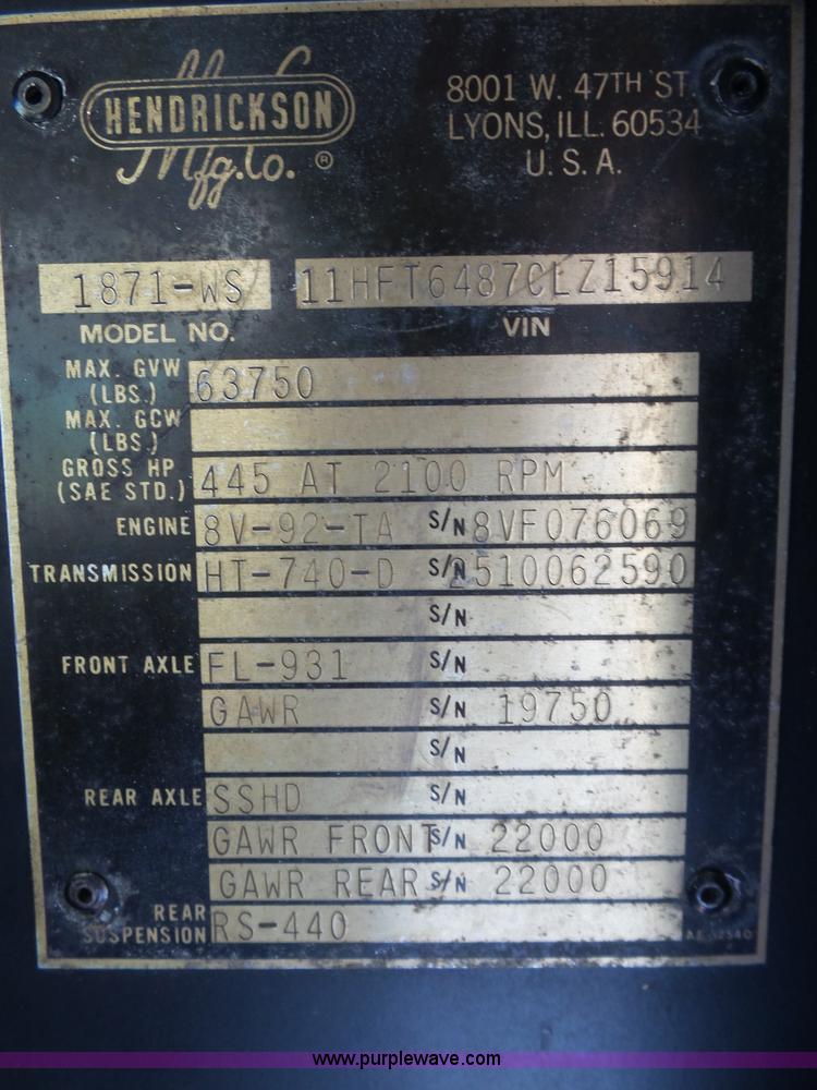 image for item J6107 1982 Hendrickson 1871-WS fire truck