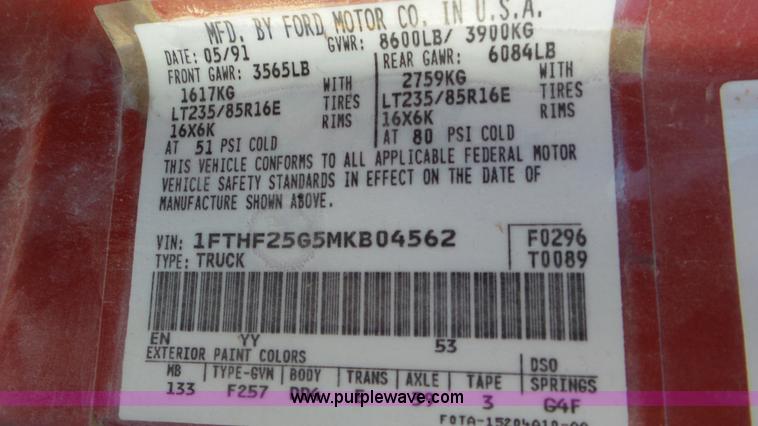 image for item K5240 1991 Ford F250 pickup truck