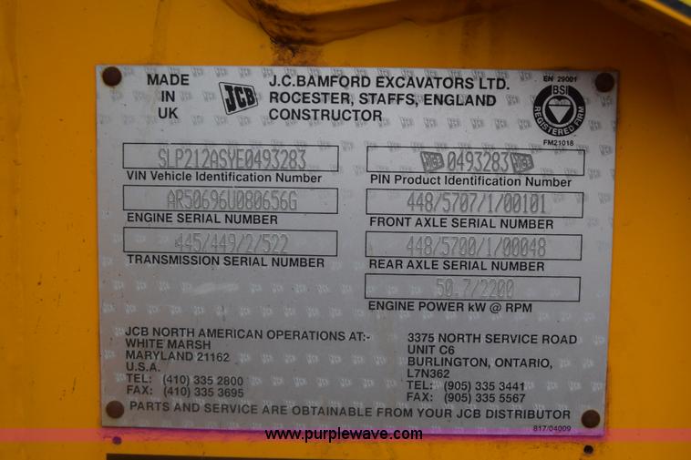 image for item K6541 2000 JCB 212S Series III backhoe