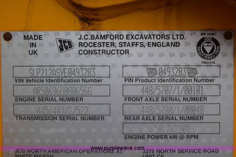 image for item K6541 2000 JCB 212S Series III backhoe