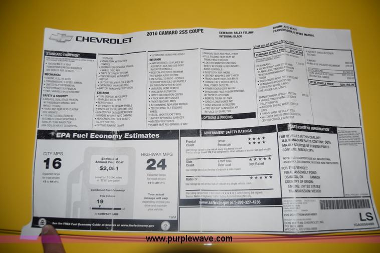 image for item K6565 2010 Chevrolet Camaro 2SS