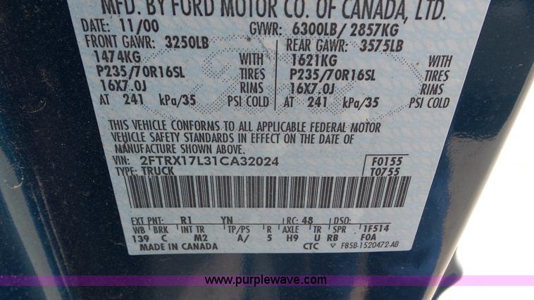 image for item L2091 2001 Ford F150 SuperCab pickup truck