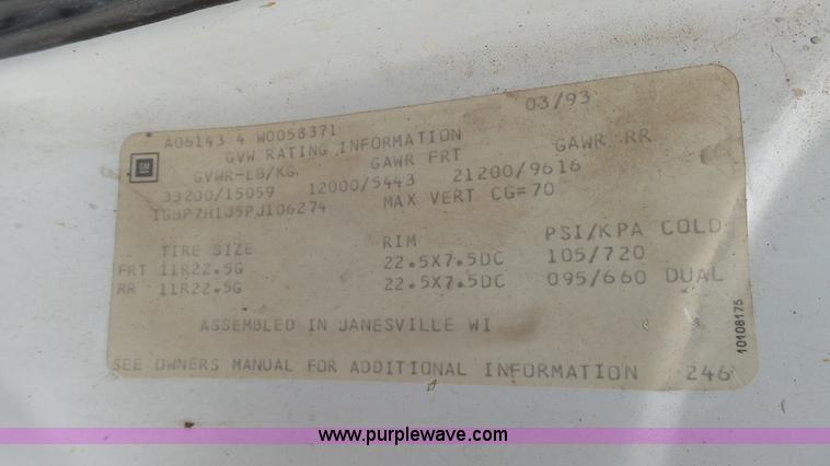 image for item L2139 1993 Chevrolet Kodiak dump truck