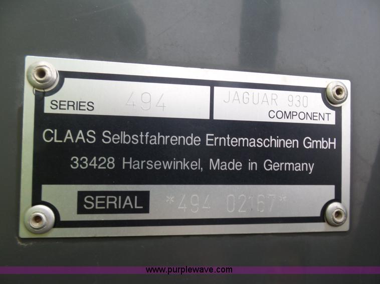 image for item K7898 2011 Claas Jaguar 930 forage harvester
