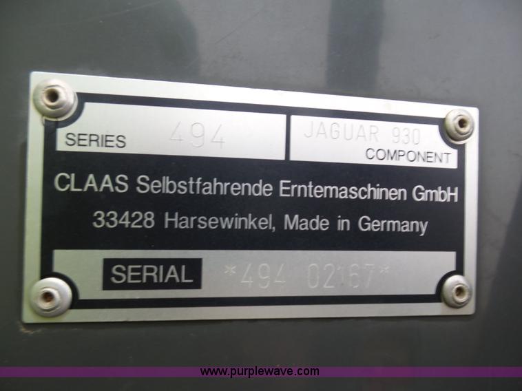 image for item K7898 2011 Claas Jaguar 930 forage harvester