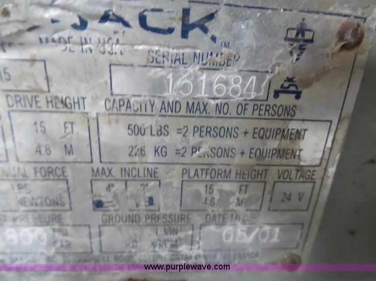 image for item AL9175 2001 Skyjack 3015 scissor lift