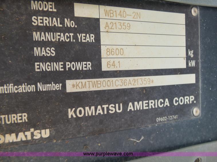 image for item J2793 2004 Komatsu WB140-2N backhoe