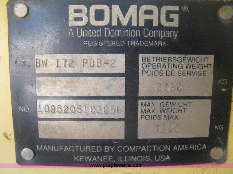 image for item J2800 Bomag BW172PDB-2 vibratory padfoot compactor