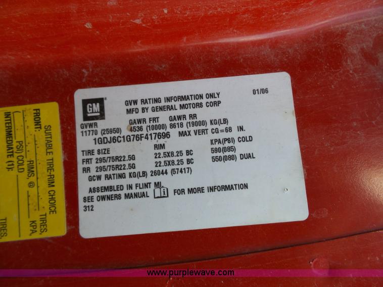 image for item J4115 2006 GMC C6500 dump truck