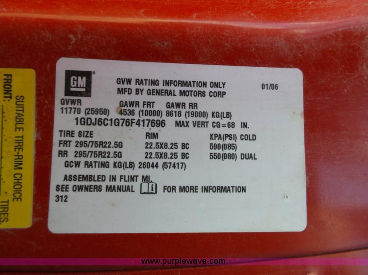 image for item J4115 2006 GMC C6500 dump truck