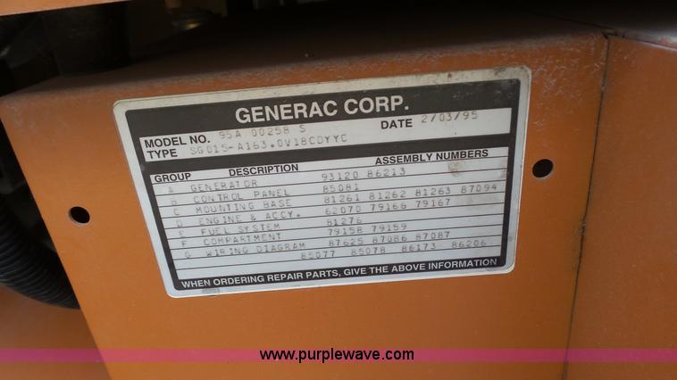 image for item K4560 1995 Generac 95A00758-S generator
