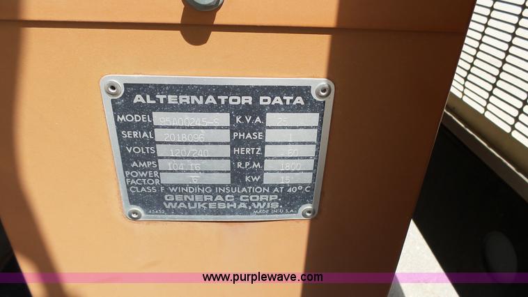 image for item K4565 1995 Generac 95A00245-S generator