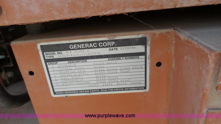 image for item K4566 1995 Generac 95A00265-5 generator