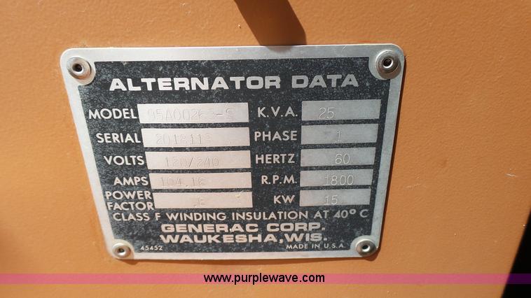 image for item K4711 1995 Generac 95A00263-S generator