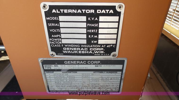image for item K4712 1995 Generac 95A00255-S generator
