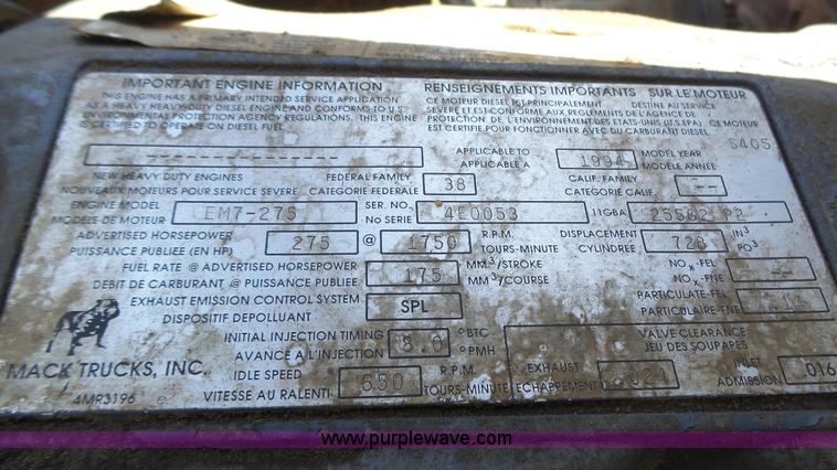 image for item K8291 1994 Mack Maxidyne DM690S mixer truck