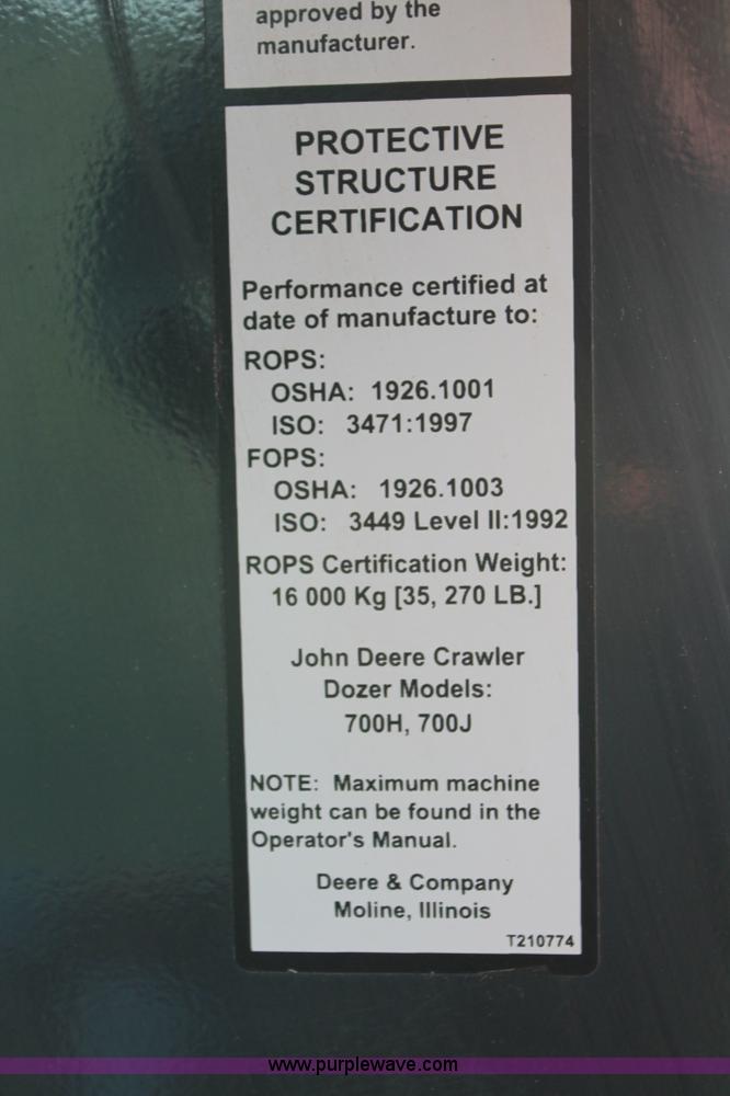 image for item K8874 2005 John Deere 700J LT dozer