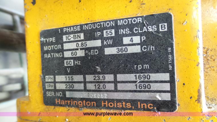 image for item BZ9449 Harrington electric hoist