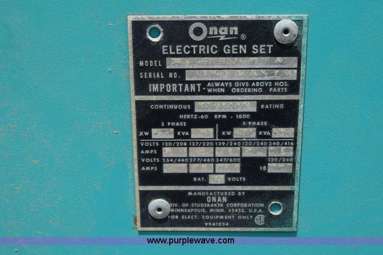 image for item AR9631 Onan generator
