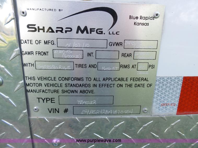 image for item J4113 2010 Sharp enclosed cargo trailer