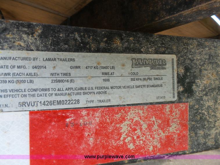 image for item J4936 2014 Lamar equipment trailer