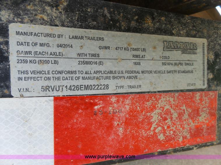 image for item J4936 2014 Lamar equipment trailer